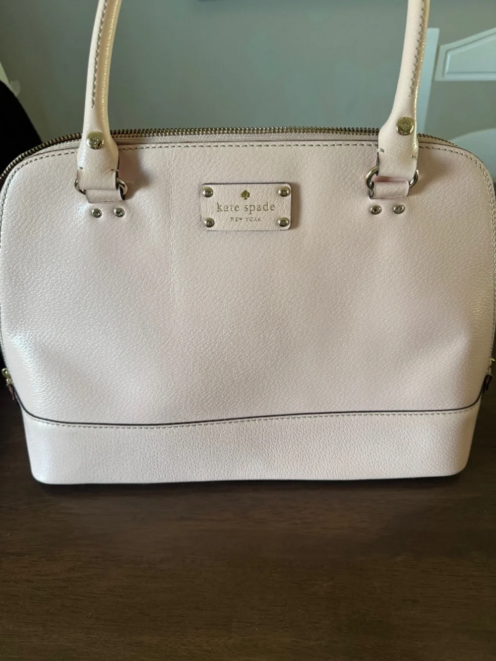 Kate Spade New York Pale Pink Pebbled Leather Dome Satchel Handbag